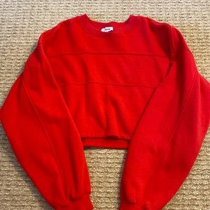 garage red long sleeve crop crewneck